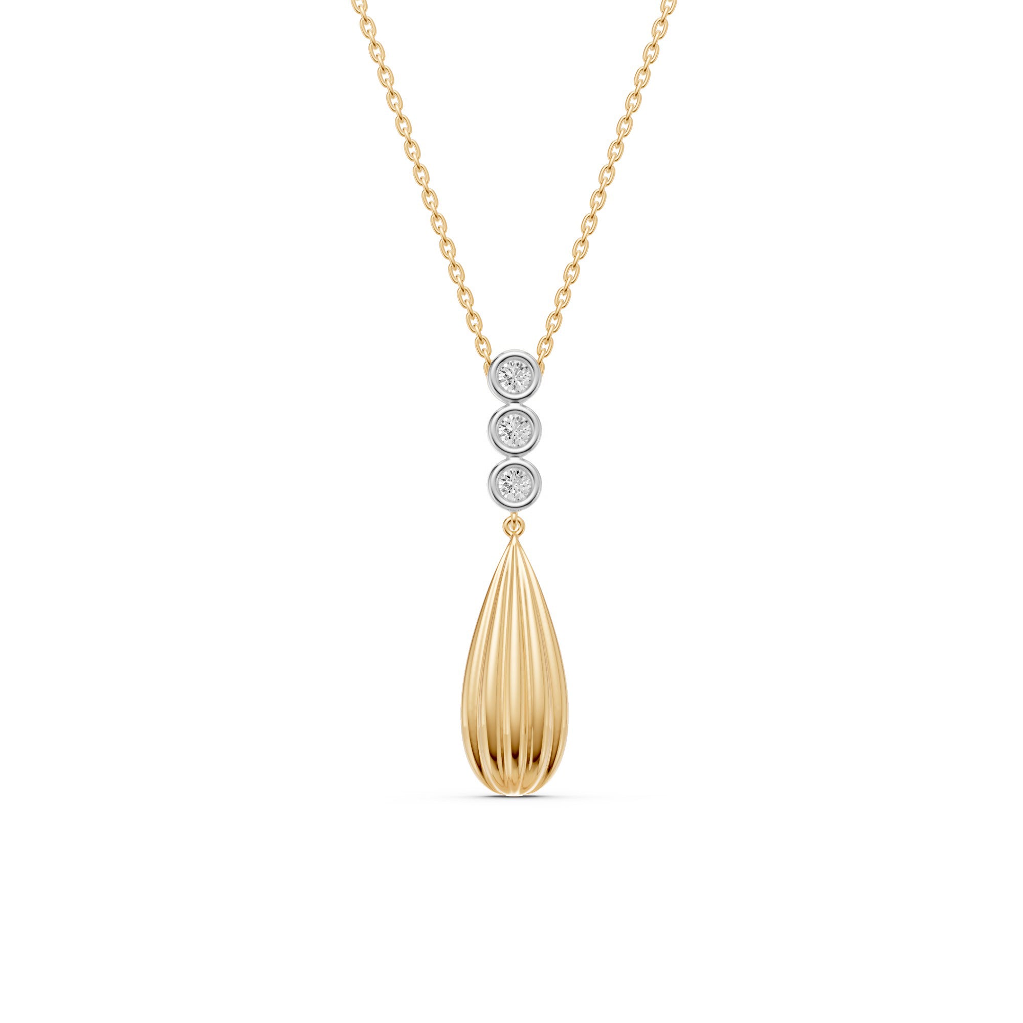Two-Tone Diamond Drop Necklace