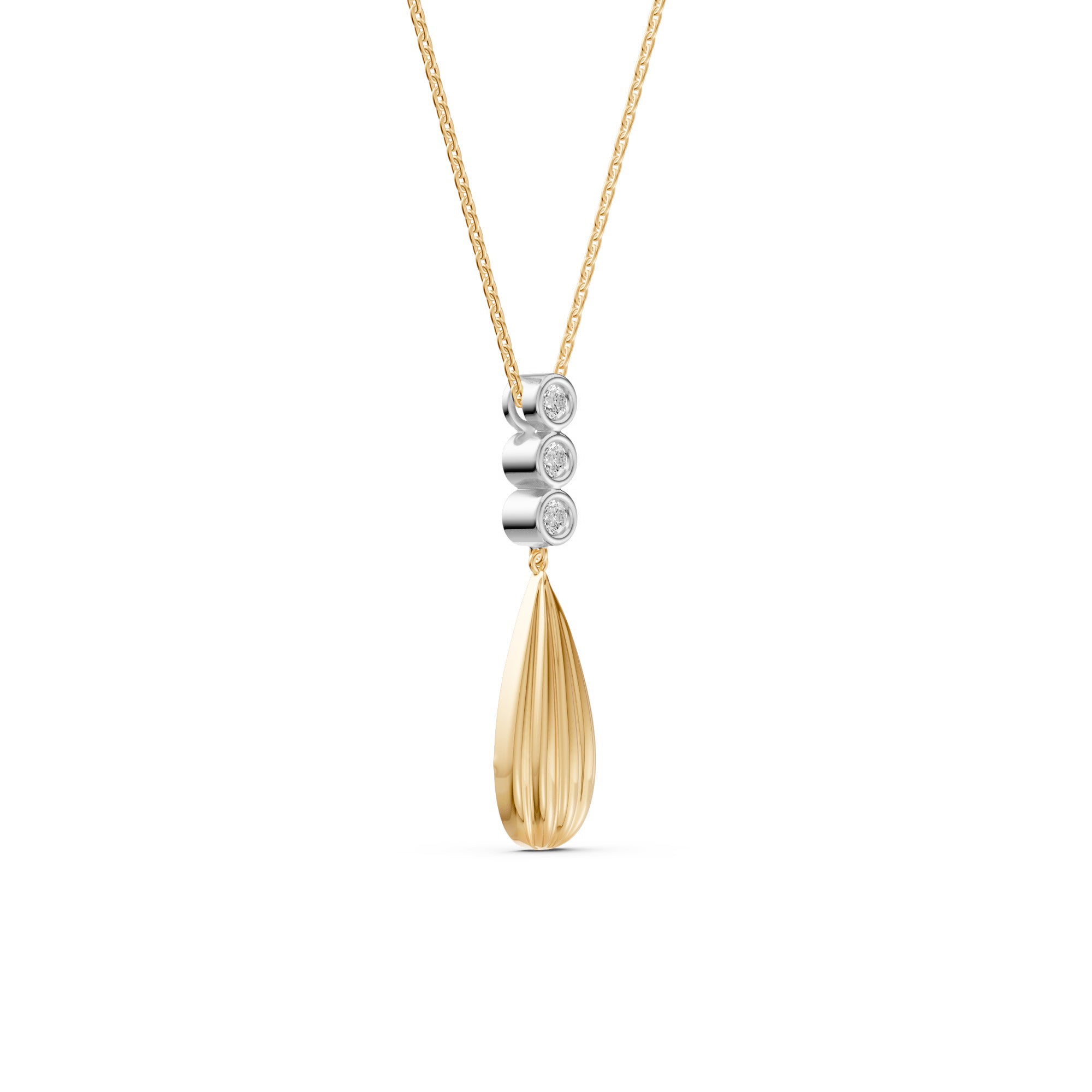 Two-Tone Diamond Drop Necklace