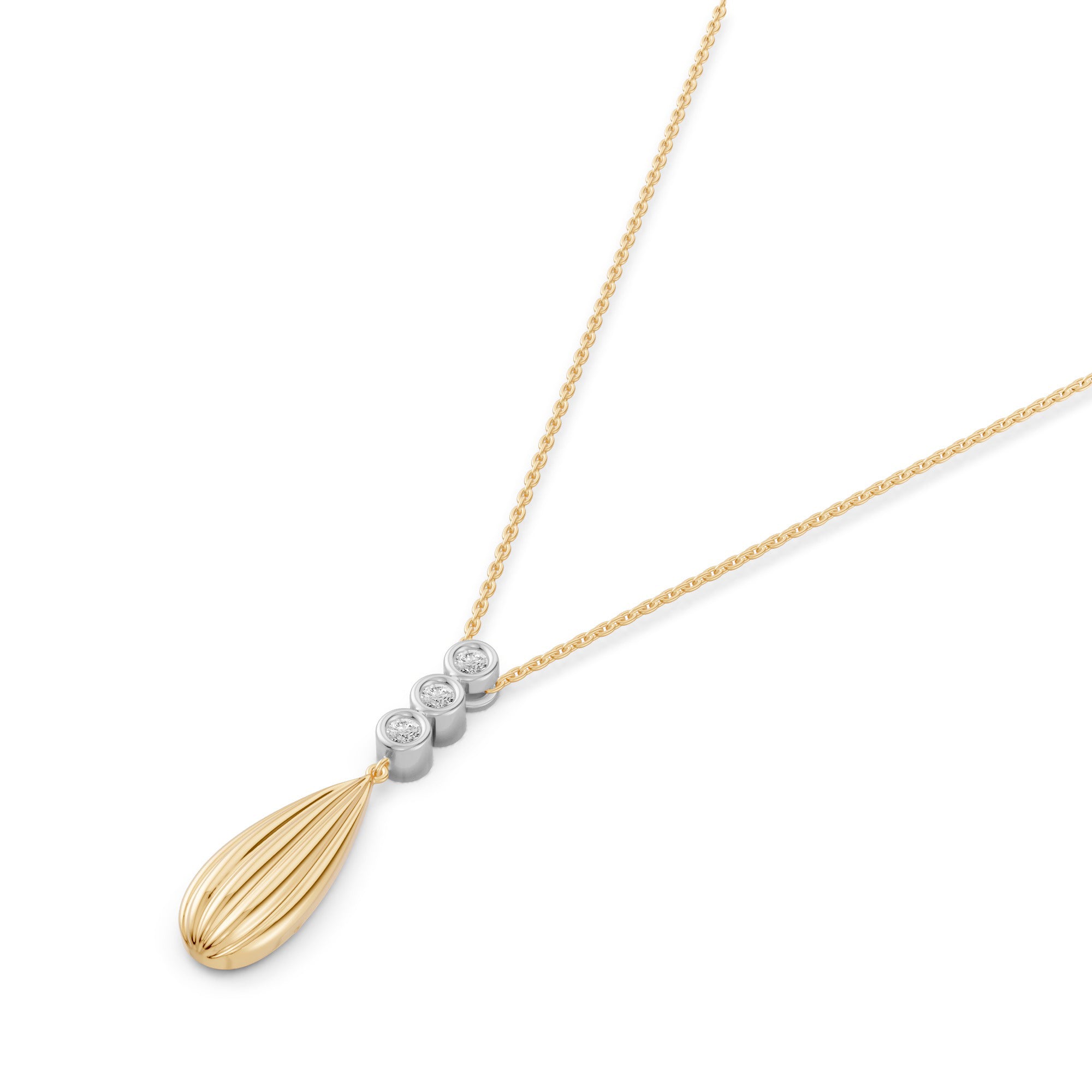 Two-Tone Diamond Drop Necklace