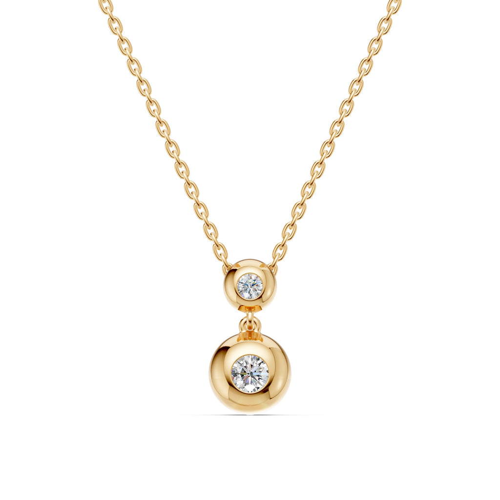 Double Gold Bead Diamond Necklace