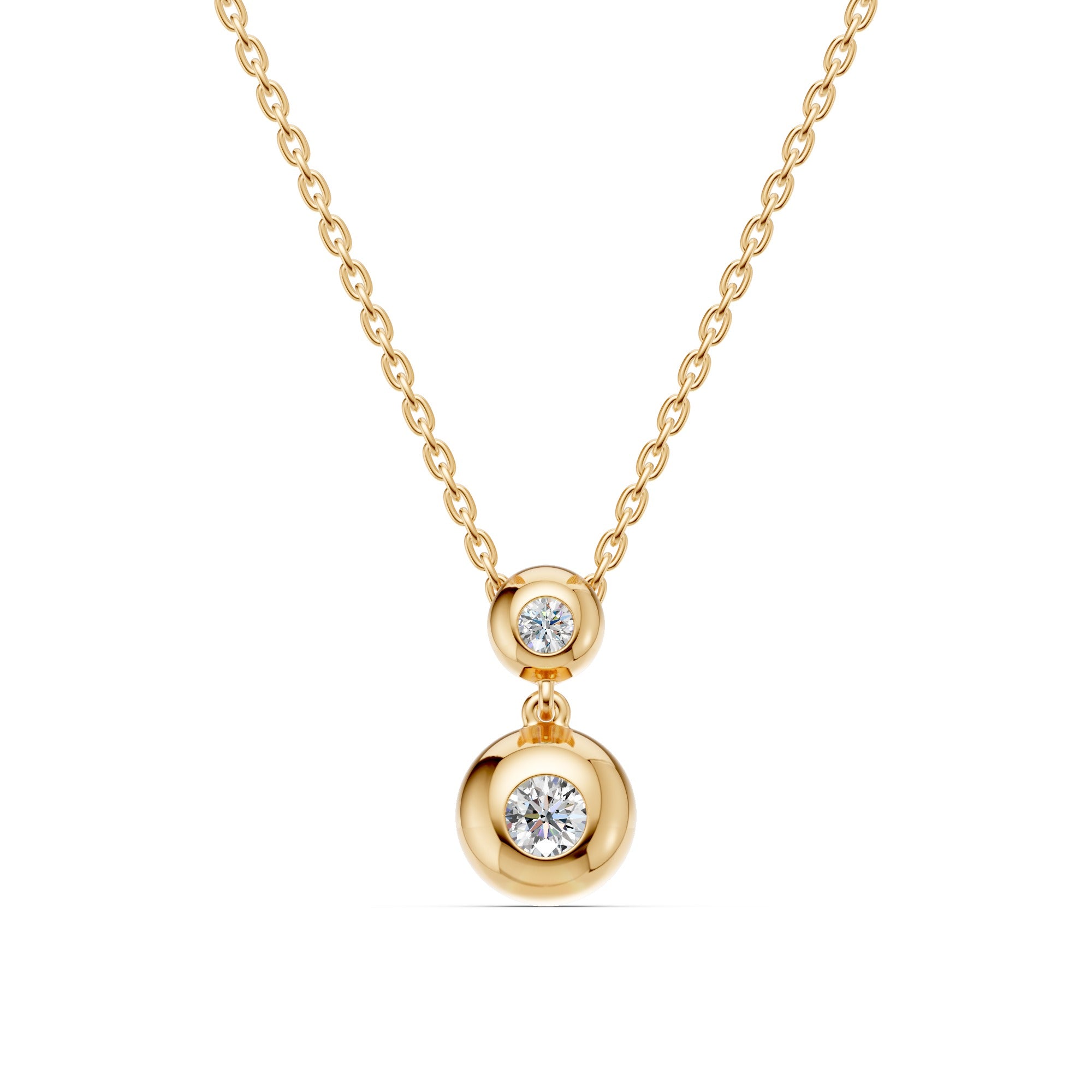 Double Gold Bead Diamond Necklace