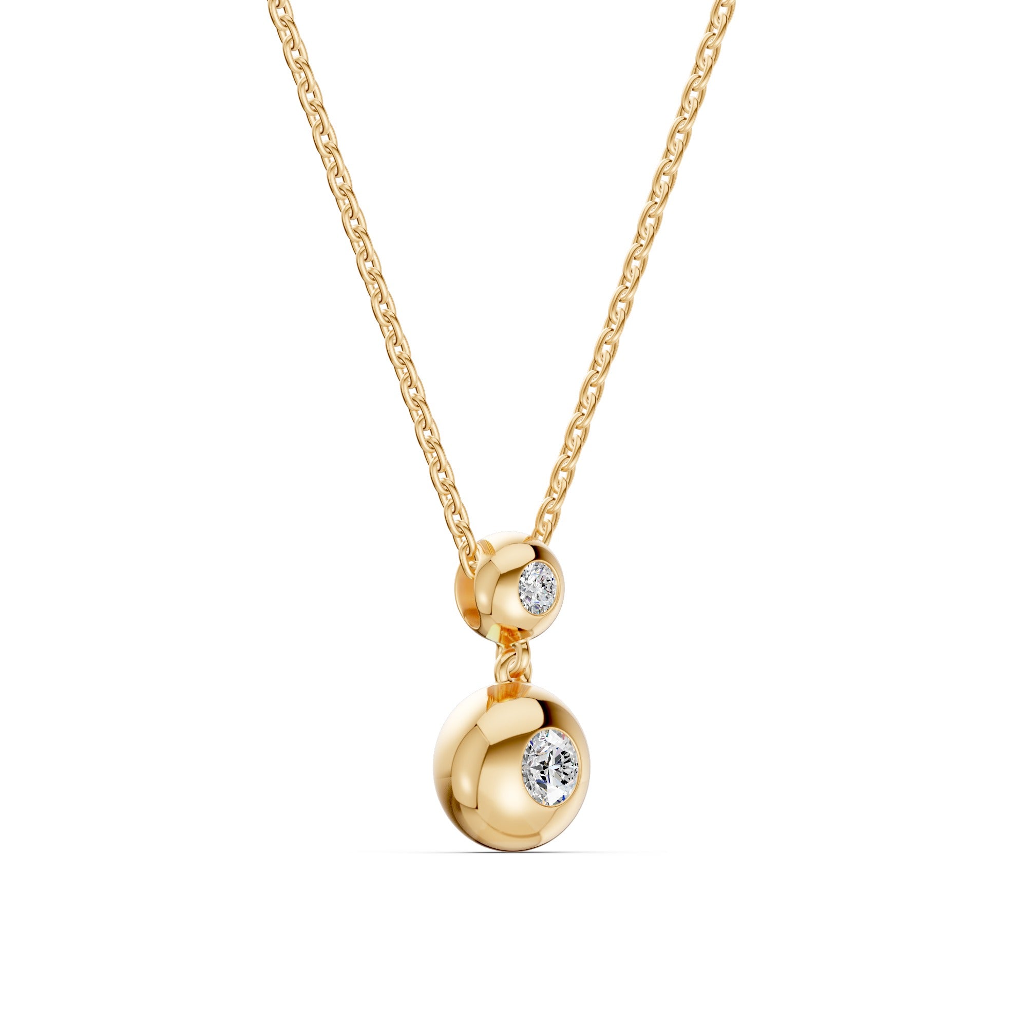Double Gold Bead Diamond Necklace