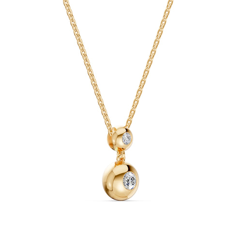 Double Gold Bead Diamond Necklace