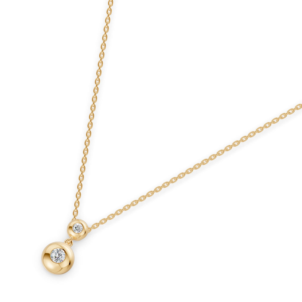 Double Gold Bead Diamond Necklace