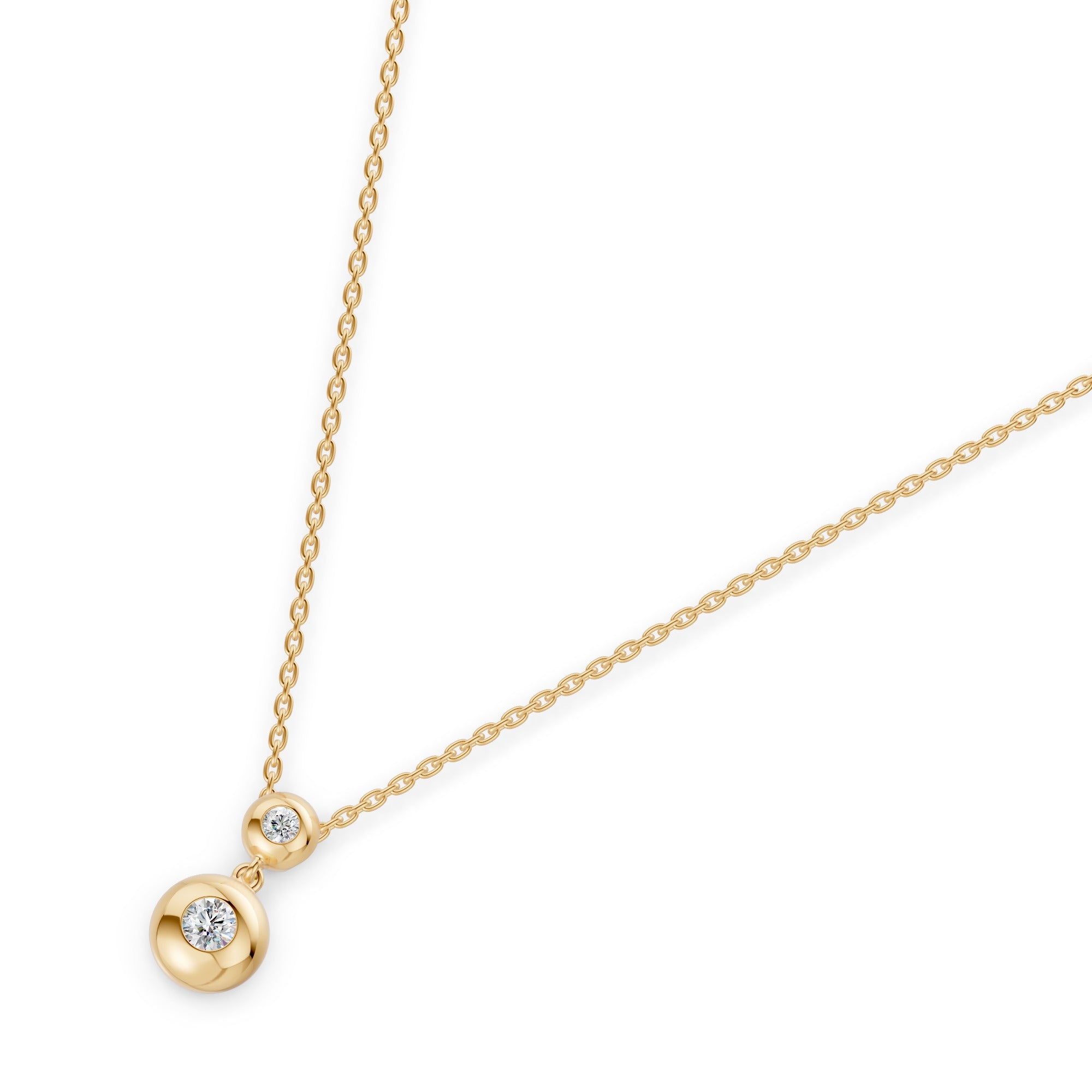 Double Gold Bead Diamond Necklace