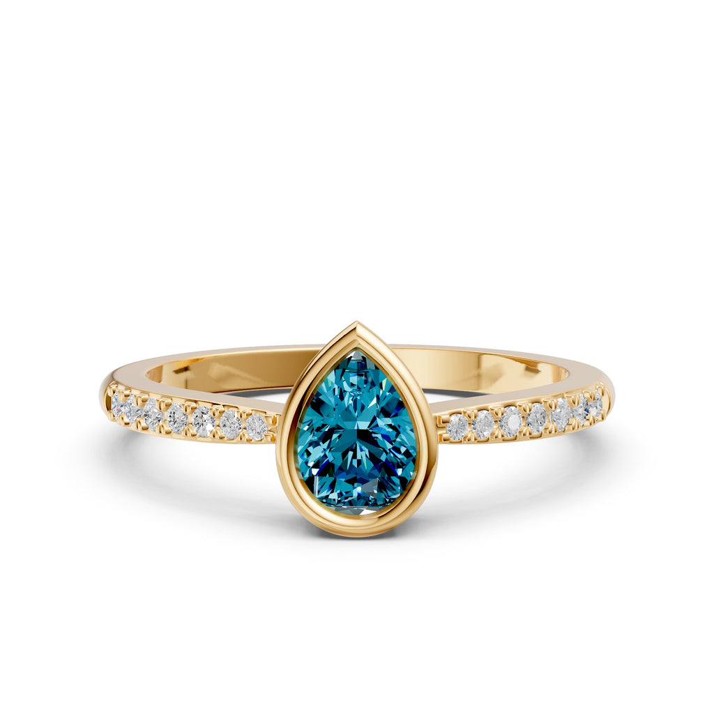 Ocean Drop Gemstone Diamond Ring