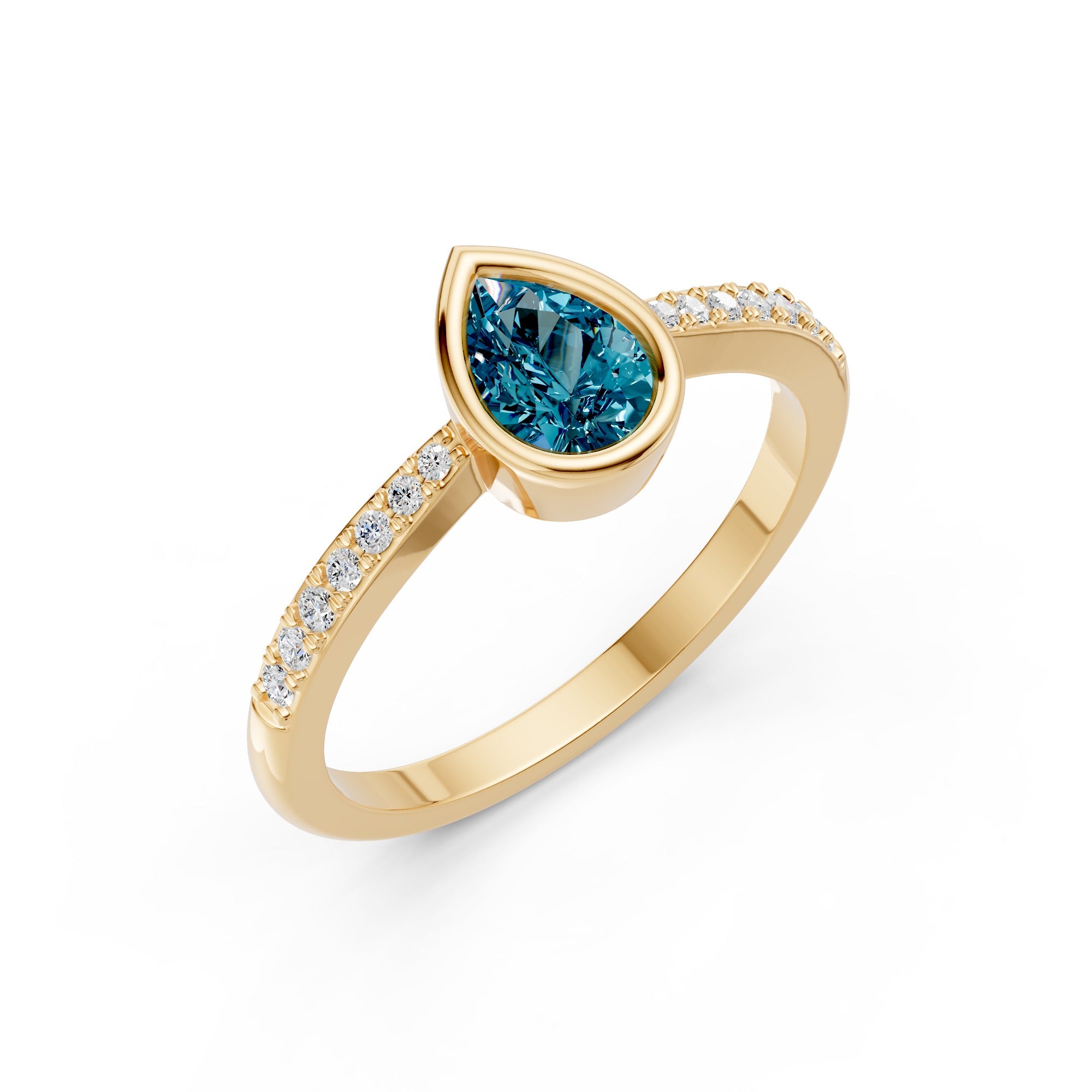 Ocean Drop Gemstone Diamond Ring