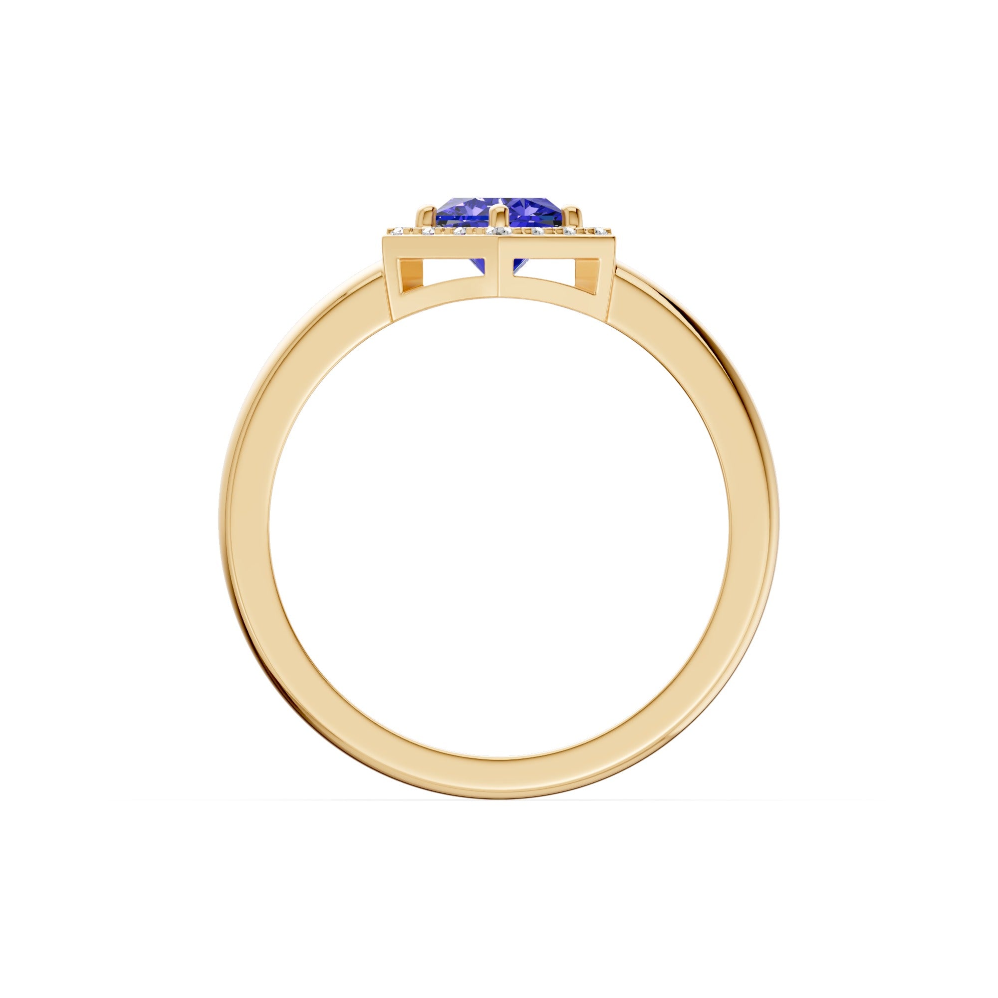 Twilight Hexa Halo Gemstone Diamond Ring