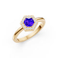 Twilight Hexa Halo Gemstone Diamond Ring