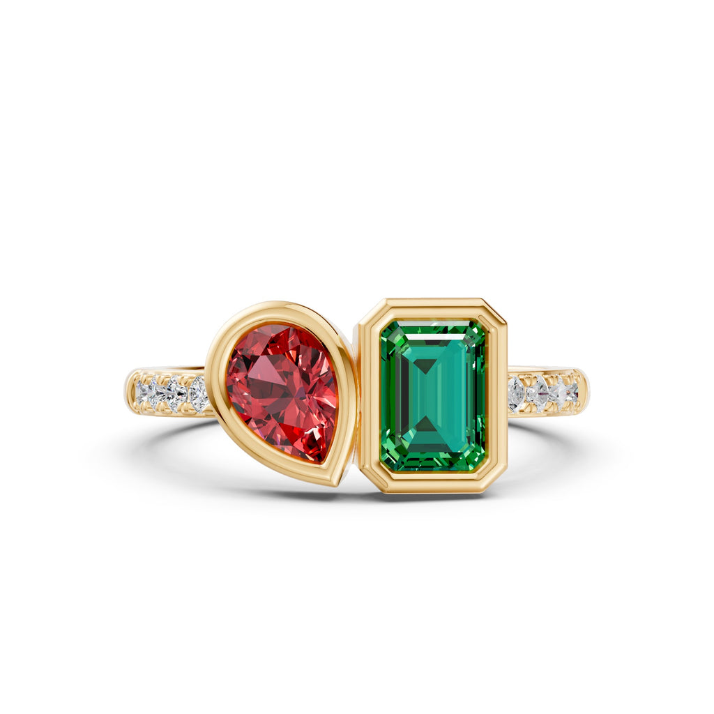 Crimson and Clover Gemstone and Diamond Ring