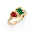 Crimson and Clover Gemstone and Diamond Ring