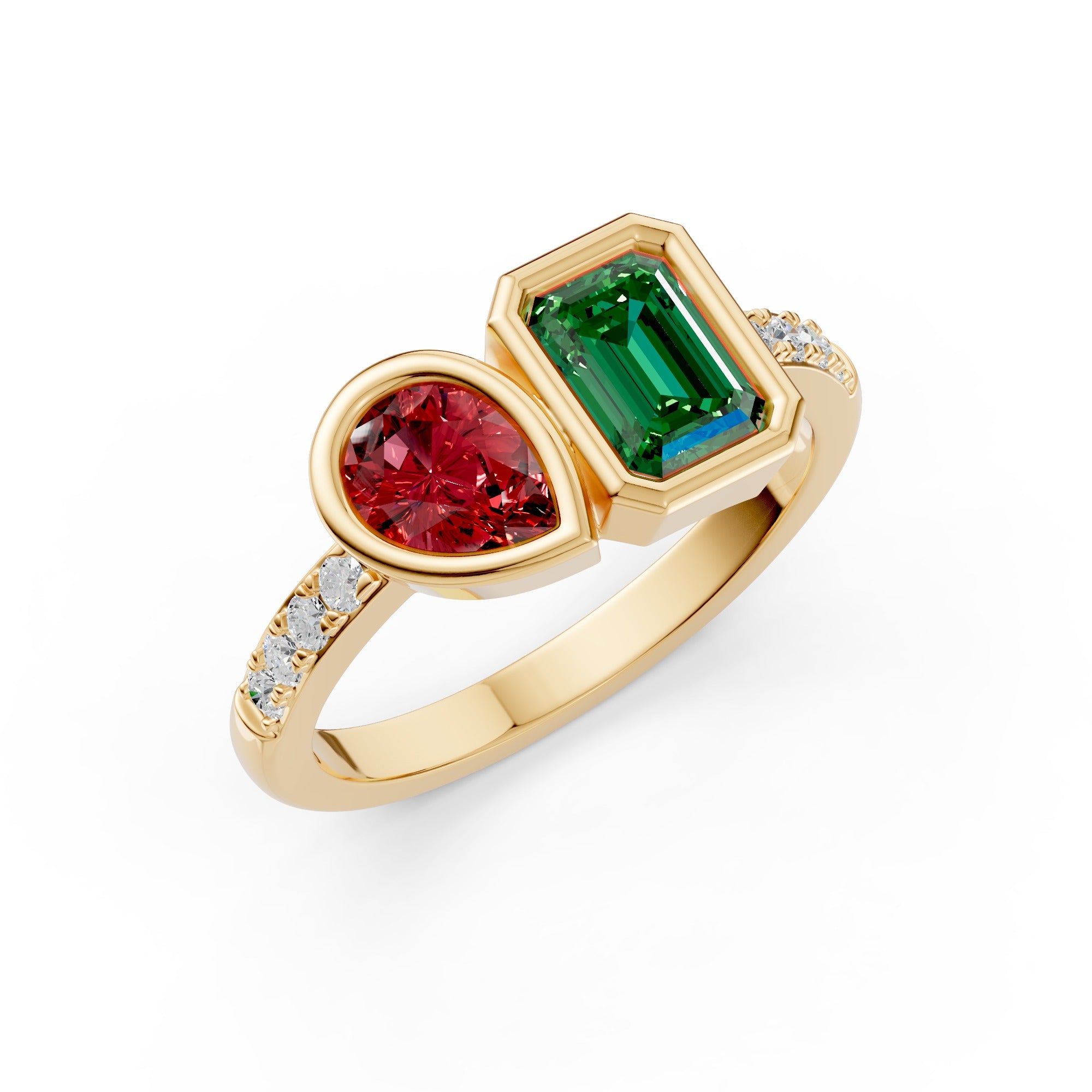 Crimson and Clover Gemstone and Diamond Ring