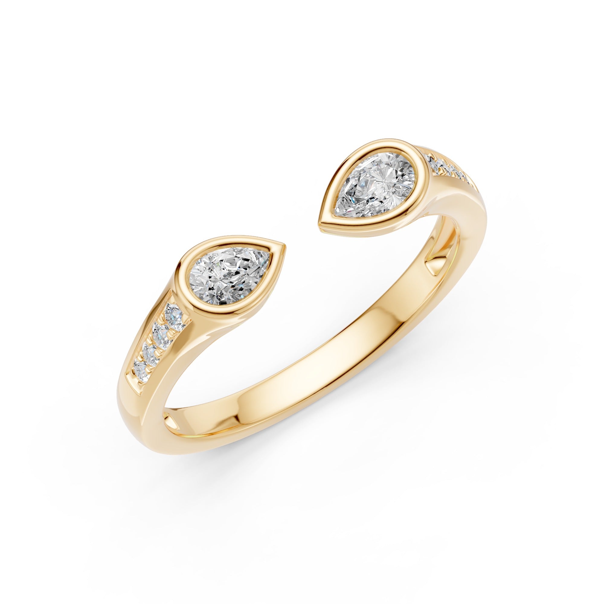Double Pear Open Diamond Ring