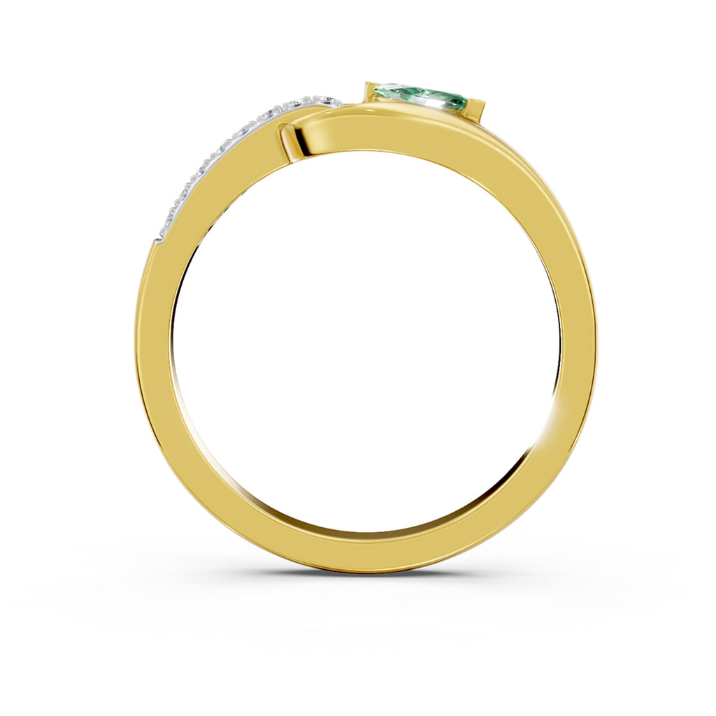 Ivy Wave Green Gemstone Diamond Ring