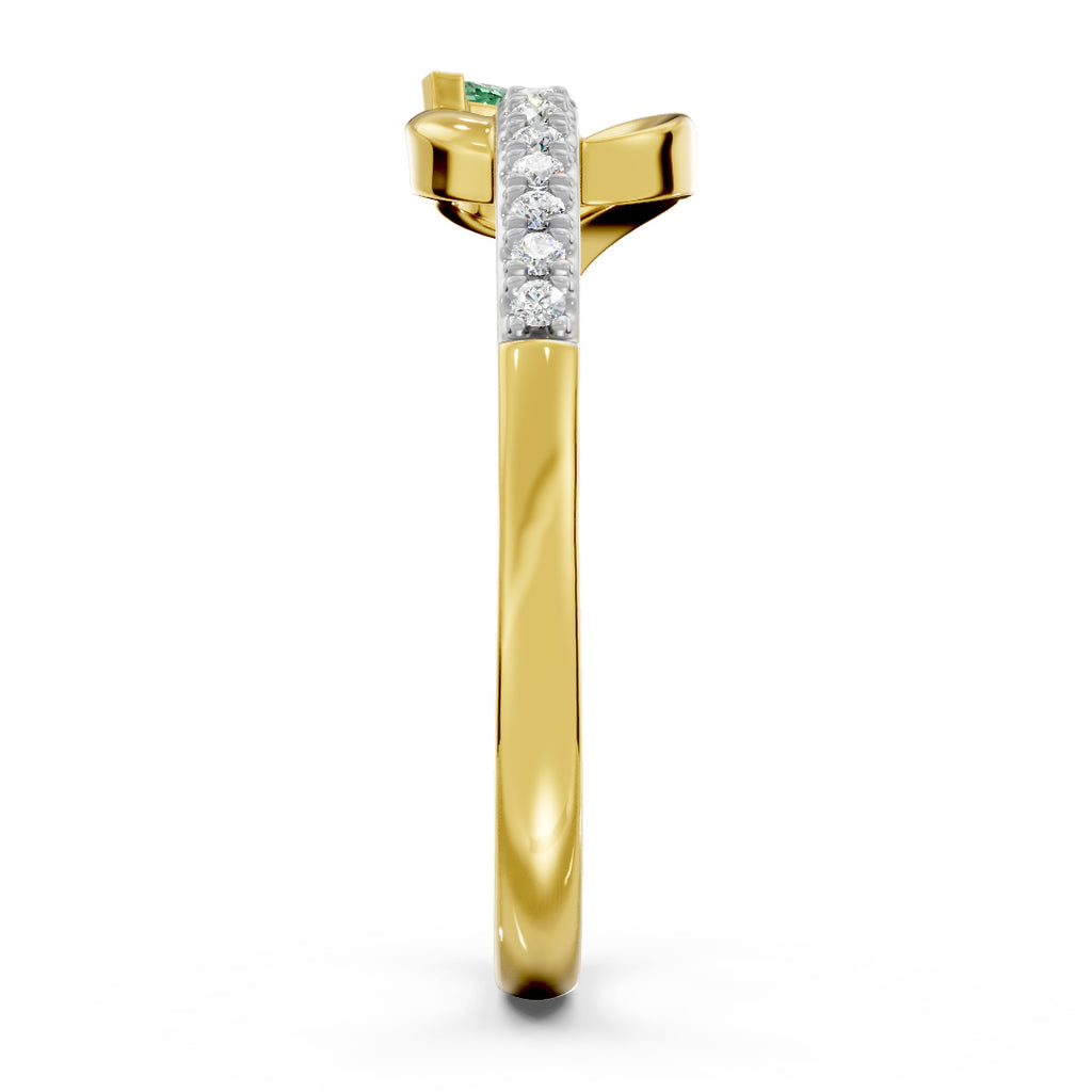 Ivy Wave Green Gemstone Diamond Ring