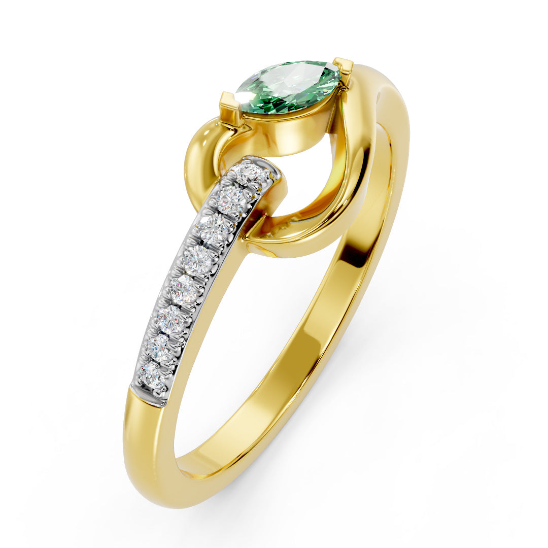 Ivy Wave Green Gemstone Diamond Ring