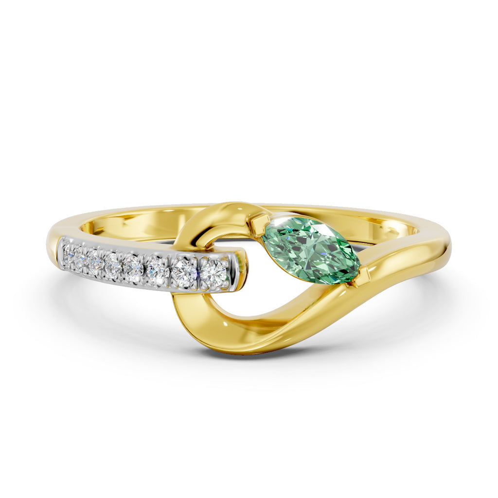 Ivy Wave Green Gemstone Diamond Ring