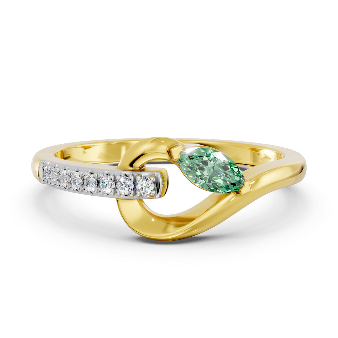 Ivy Wave Green Gemstone Diamond Ring