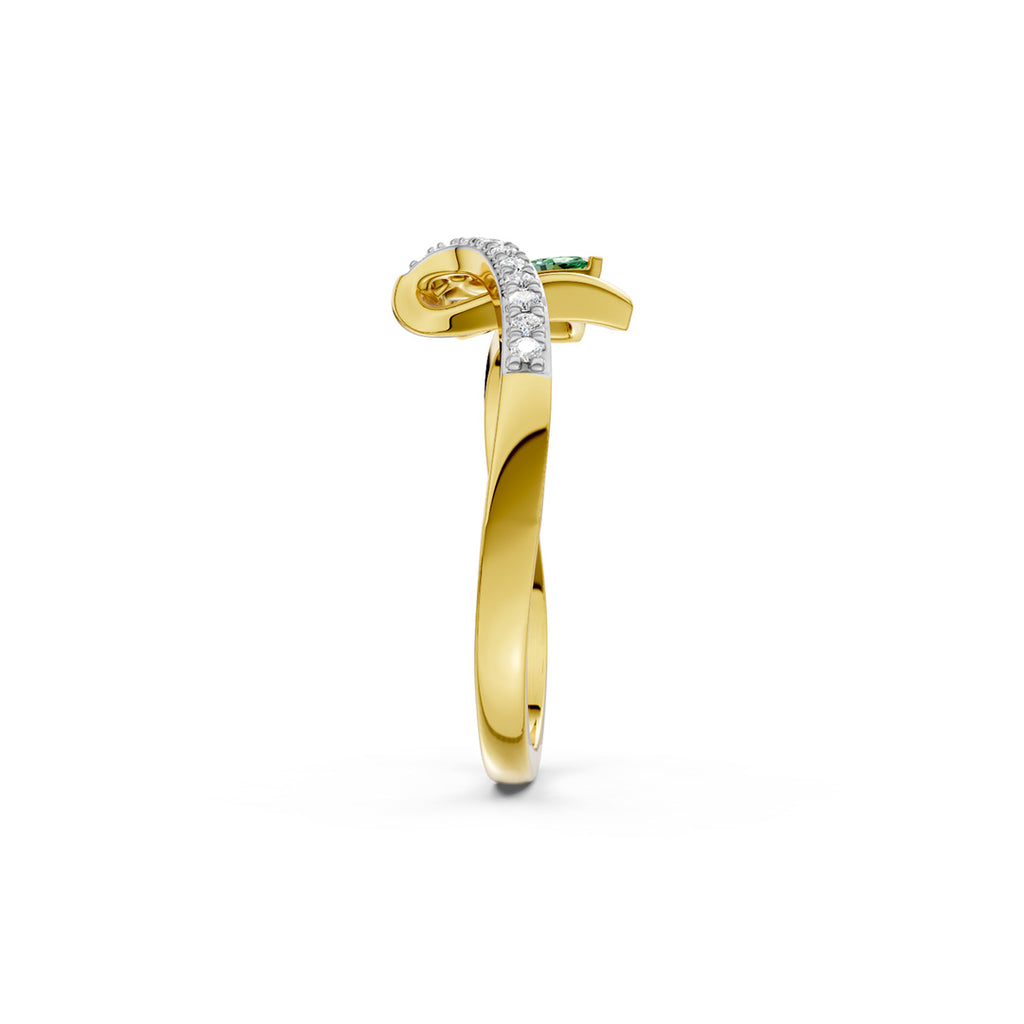 Olive Leaf Green Gemstone Diamond Ring