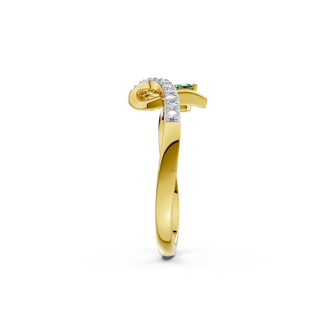 Olive Leaf Green Gemstone Diamond Ring