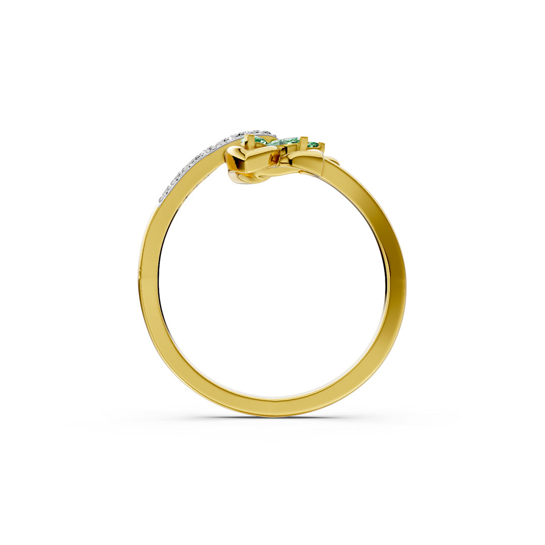 Olive Leaf Green Gemstone Diamond Ring