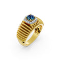 Azure Halo Gemstone Diamond Ring