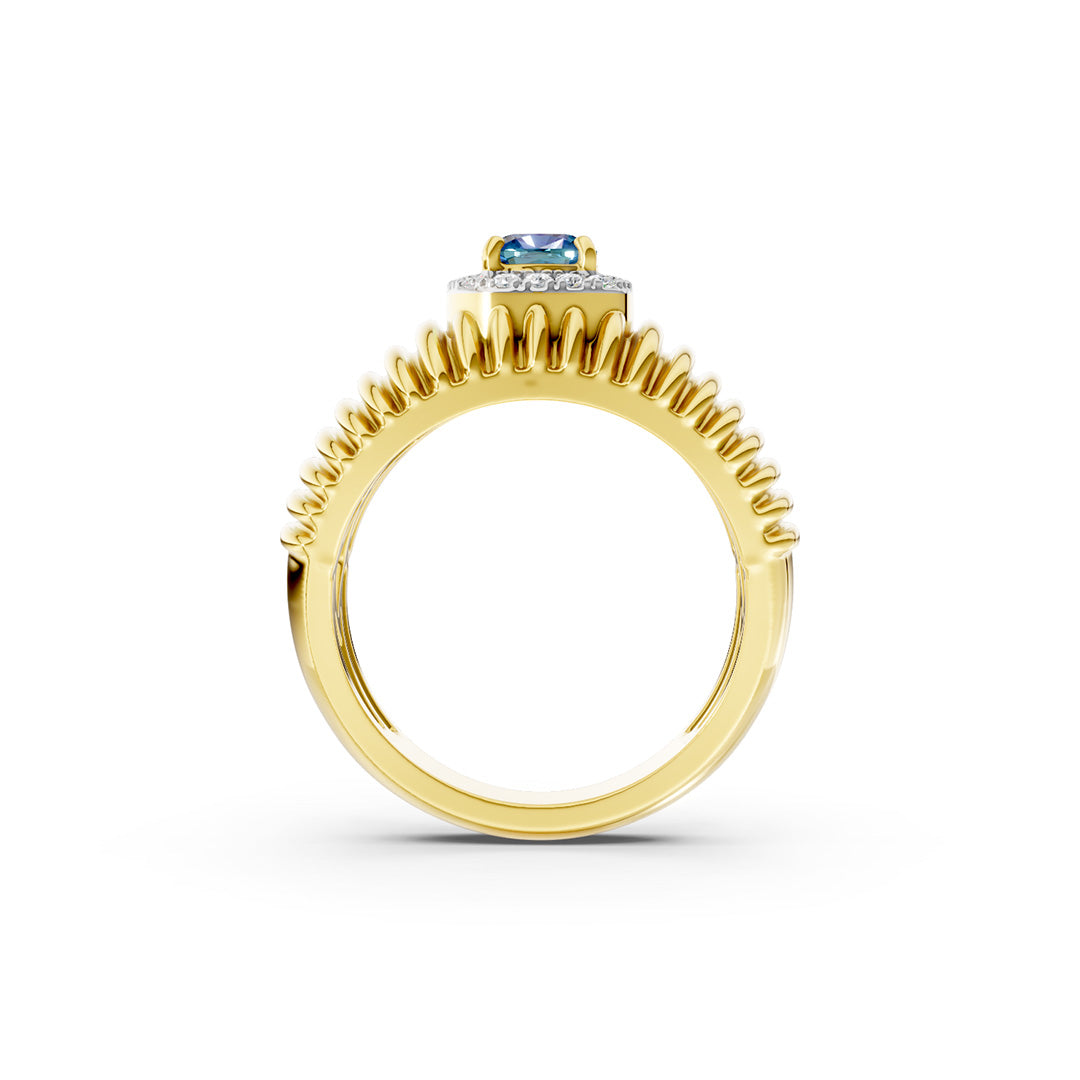 Azure Halo Gemstone Diamond Ring