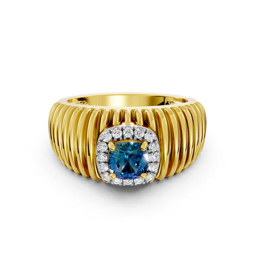 Azure Halo Gemstone Diamond Ring