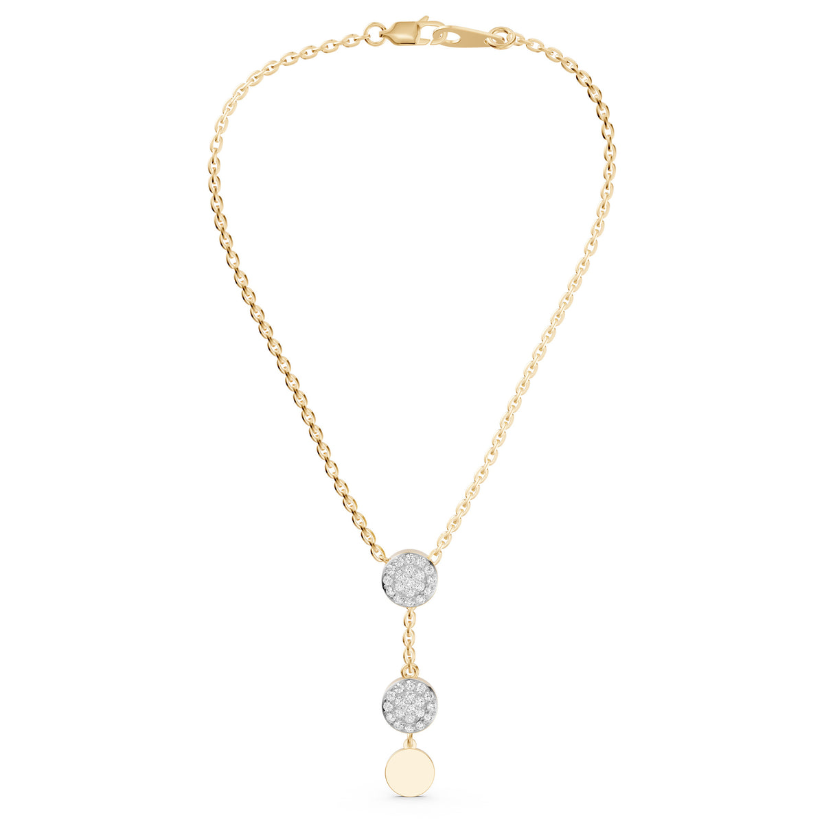 Halo Drop Diamond Lariat Necklace