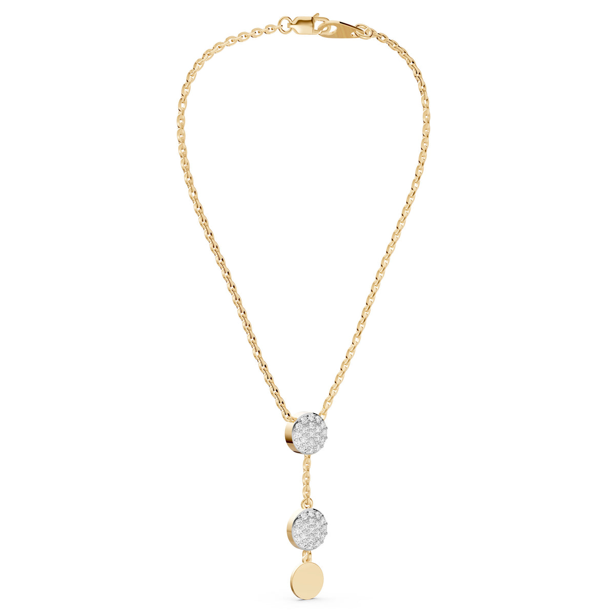 Halo Drop Diamond Lariat Necklace