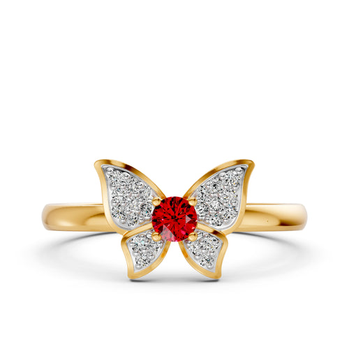 Butterfly Diamond and Gemstone Ring