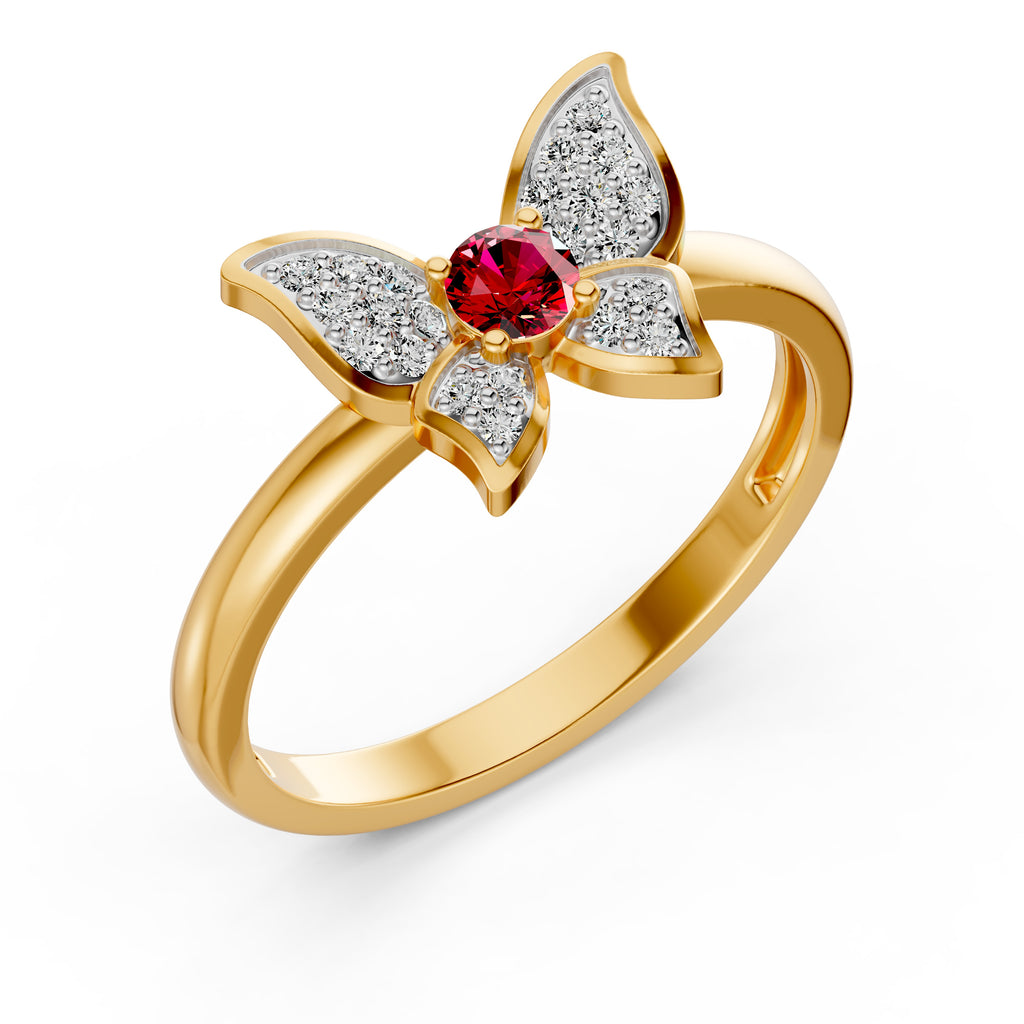 Butterfly Diamond and Gemstone Ring
