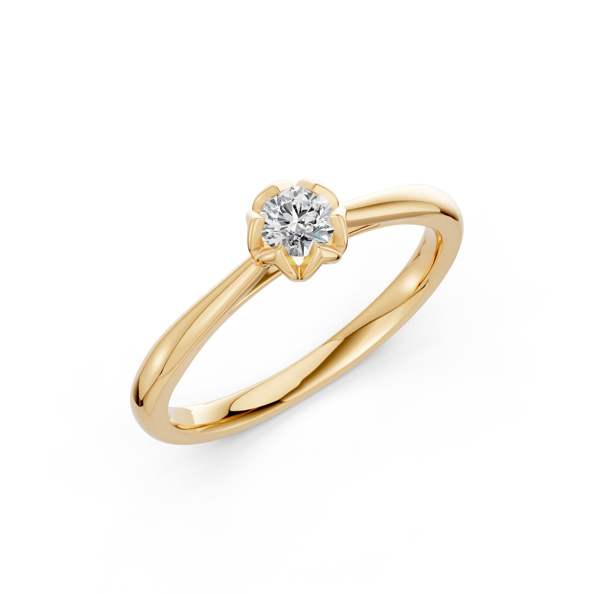 Flower Solitaire Diamond Ring