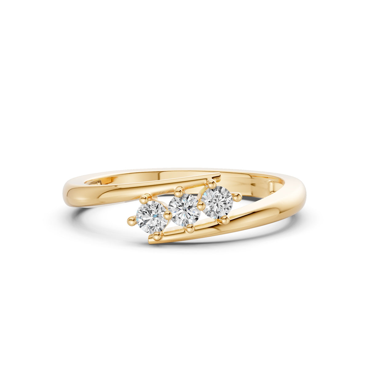 Swirl Three Stone Diamond Ring
