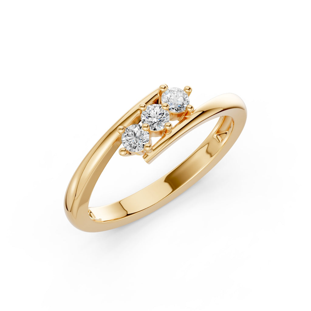 Swirl Three Stone Diamond Ring