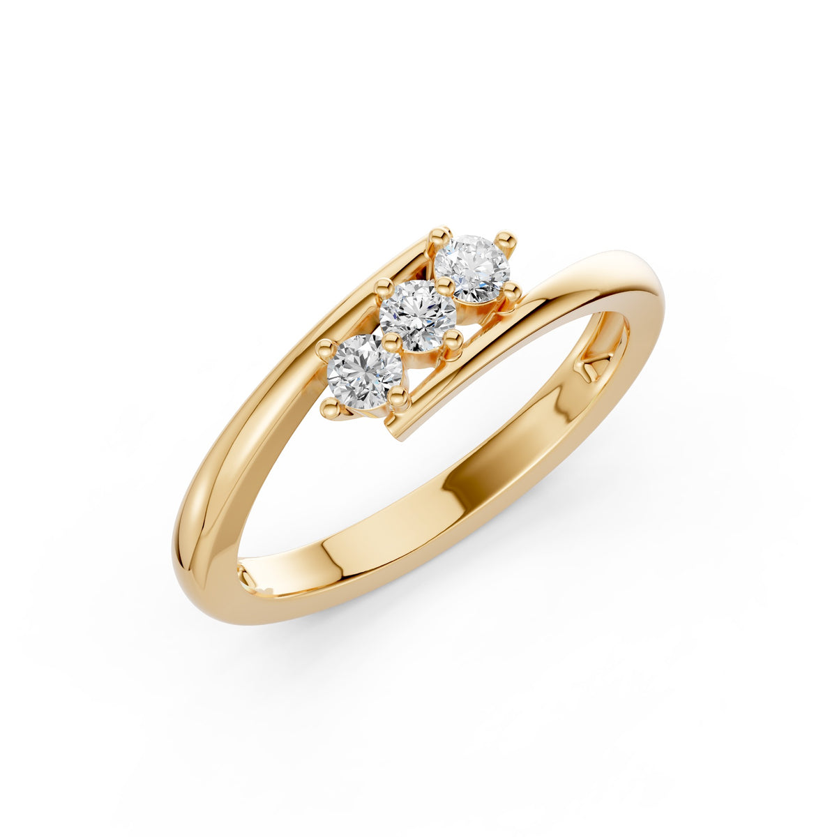 Swirl Three Stone Diamond Ring