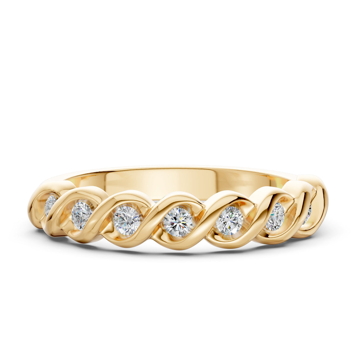 Seven Stone Spiral Spark Diamond Ring