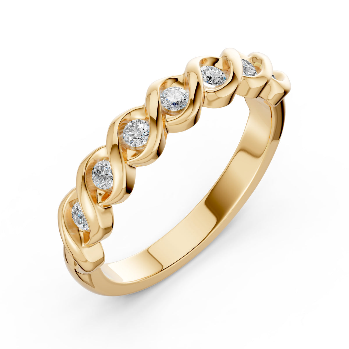 Seven Stone Spiral Spark Diamond Ring