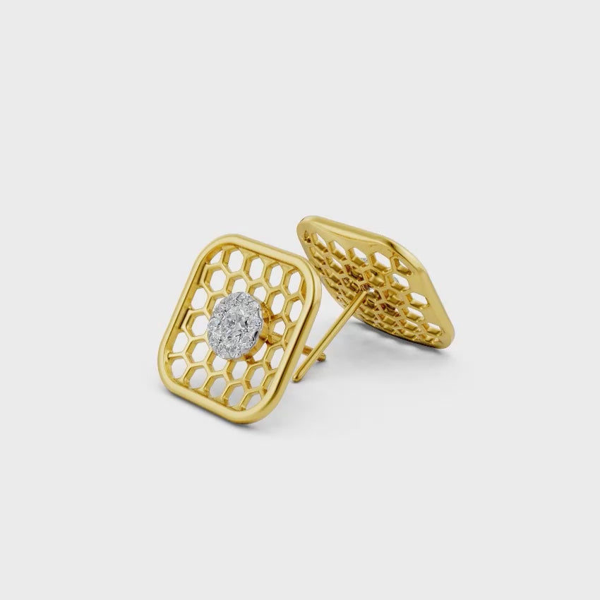 Honeycomb Halo Diamond Studs