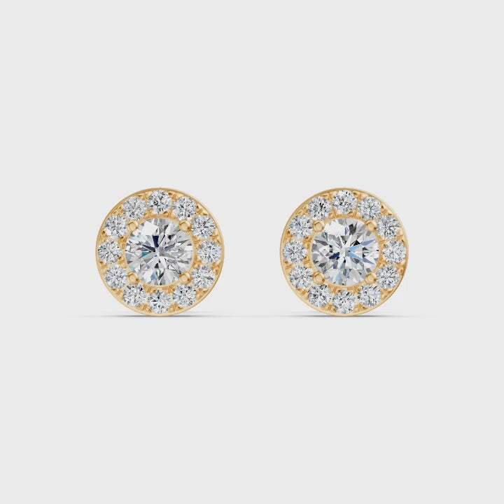 Celeste Halo Solitaire Diamond Studs