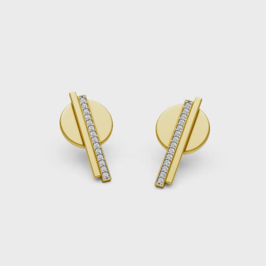 Geometric Vertical Bar Diamond Earrings