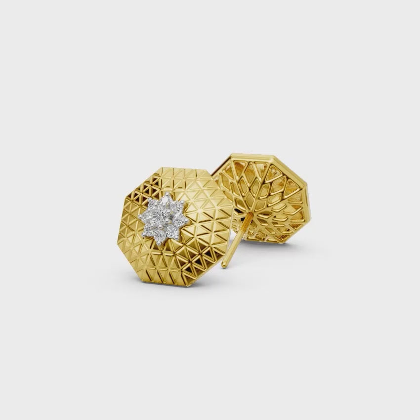 Textured Flower Diamond Studs