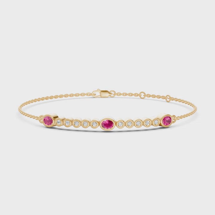 Petal Line Half Tennis Diamond Bracelet