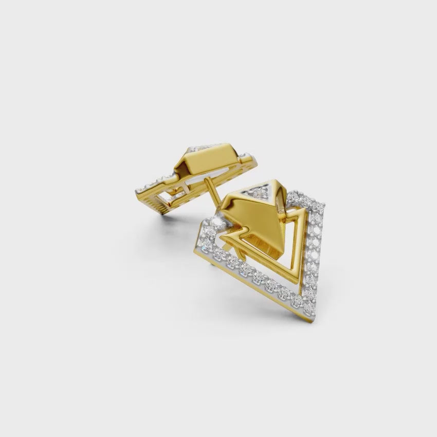Chevron Diamond Stud Earrings