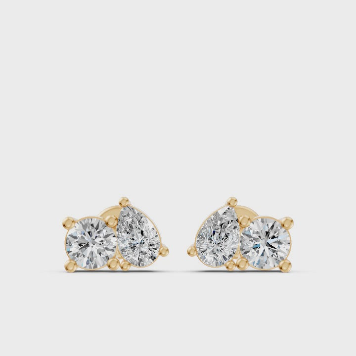 Pear And Round Toi-Et-Moi Diamond Earrings