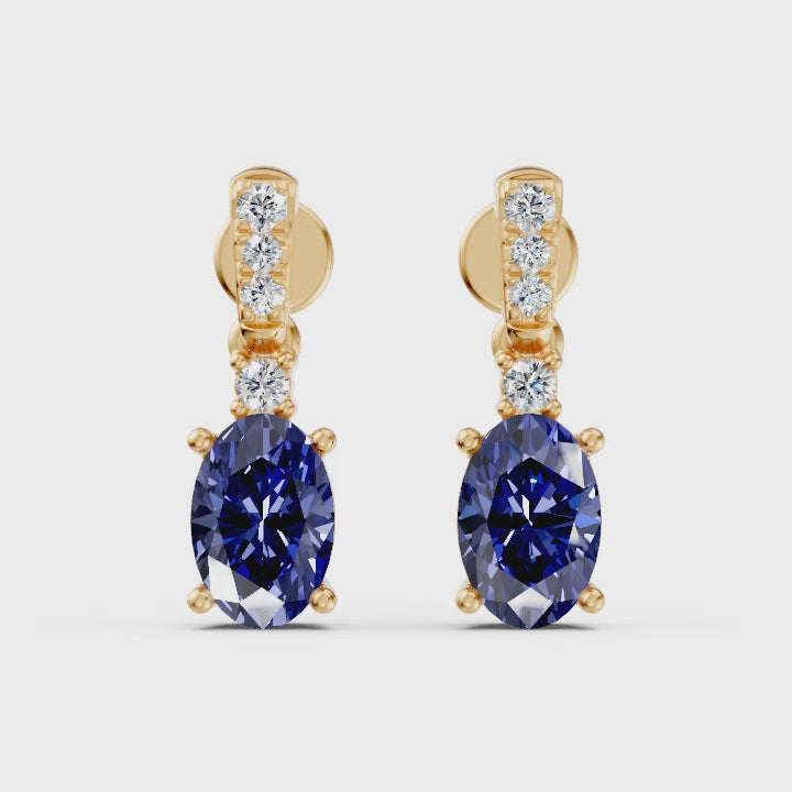 Blue Gemstone Diamond Drop Earring