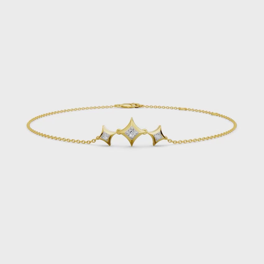 Sparkle Triad Diamond Chain Bracelet