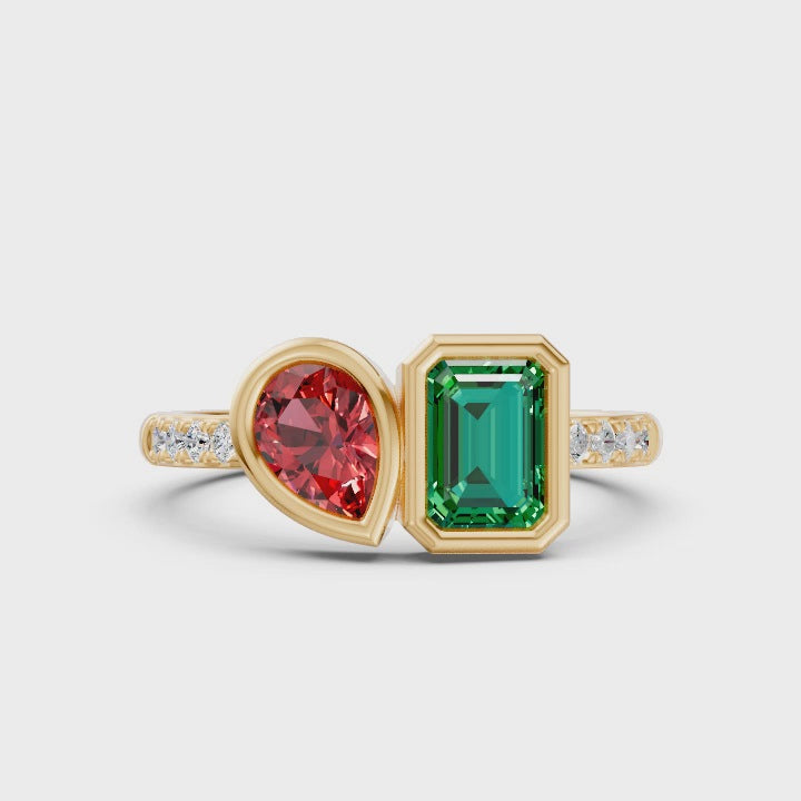 Crimson and Clover Gemstone and Diamond Ring