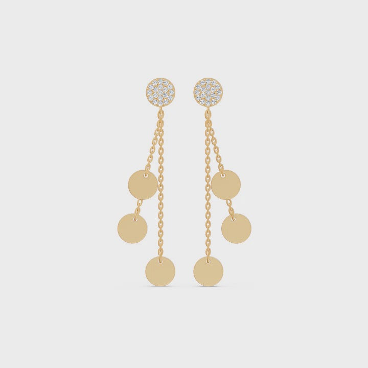 Triple Disc Drop Diamond Earrings