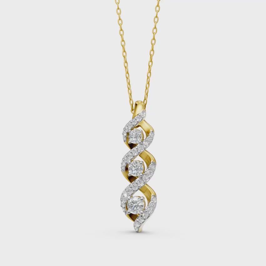 Spiral Diamond Triad Pendant